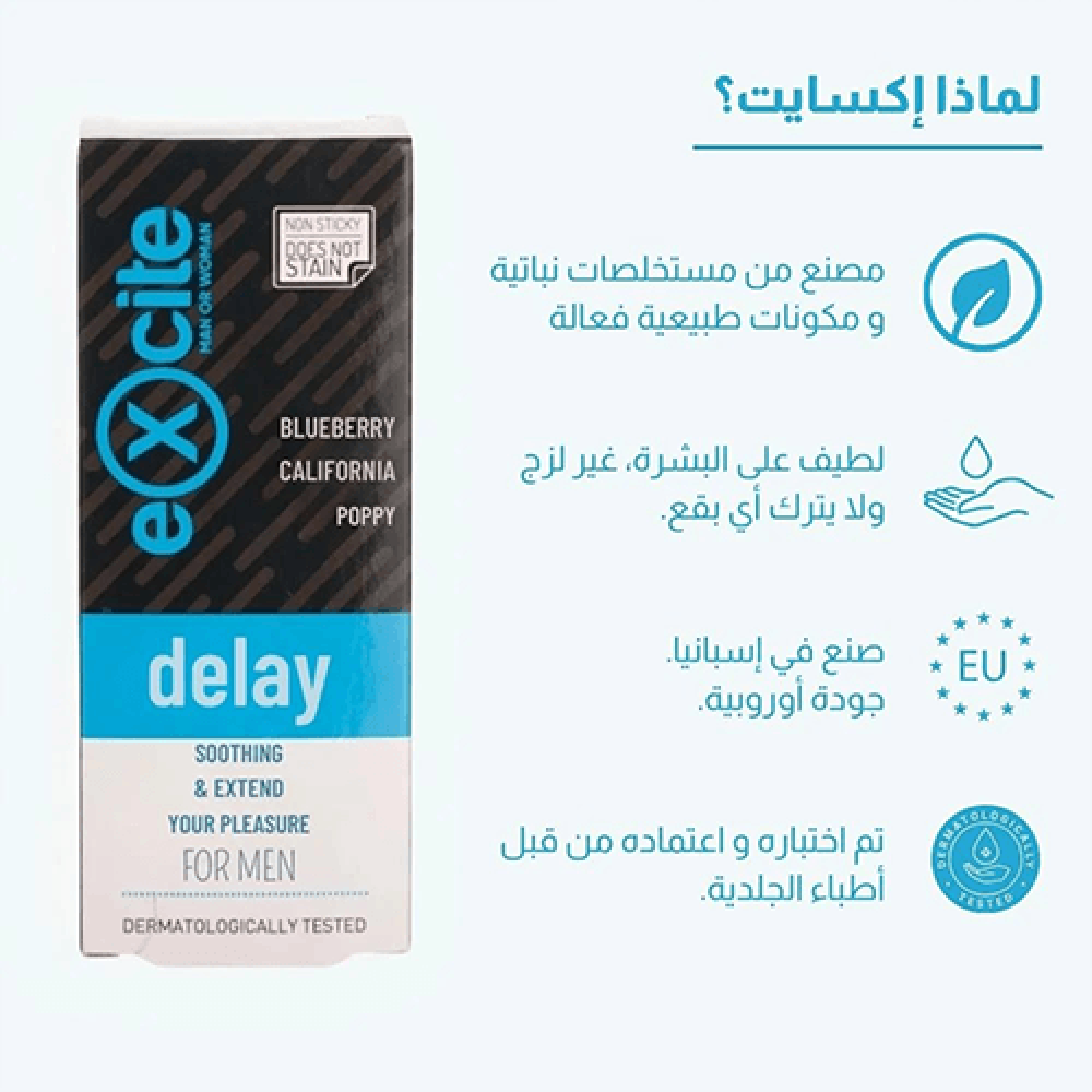 إكسايت ديلاي كريم مرطب للمناطق الحميمية و مؤخر للرجال بخلاصة التوت 15مل