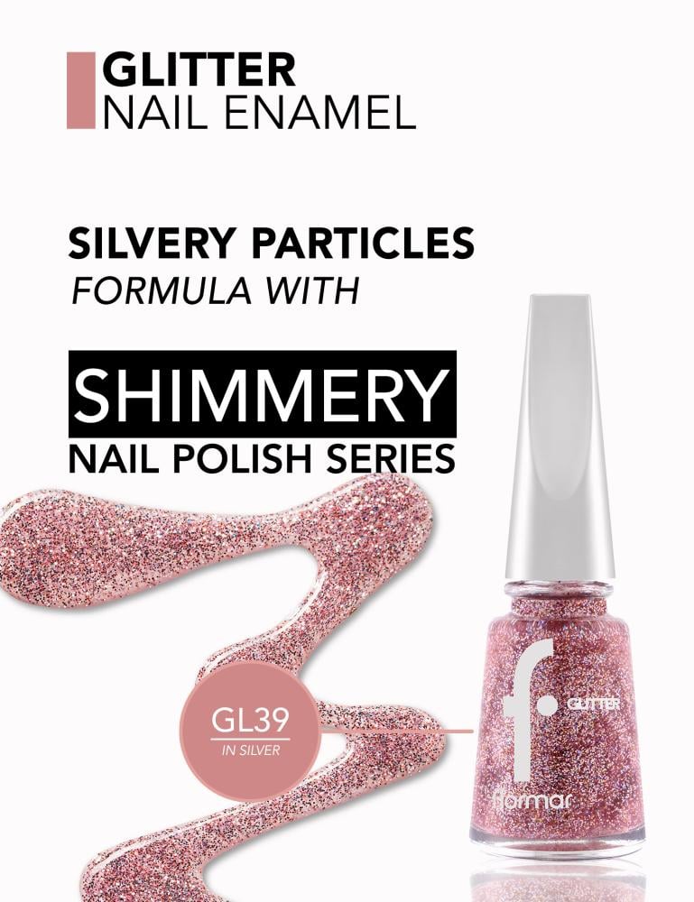 فلورمار طلاء الأظافر جيلتير 11مل RED IN SILVER رقمGL39