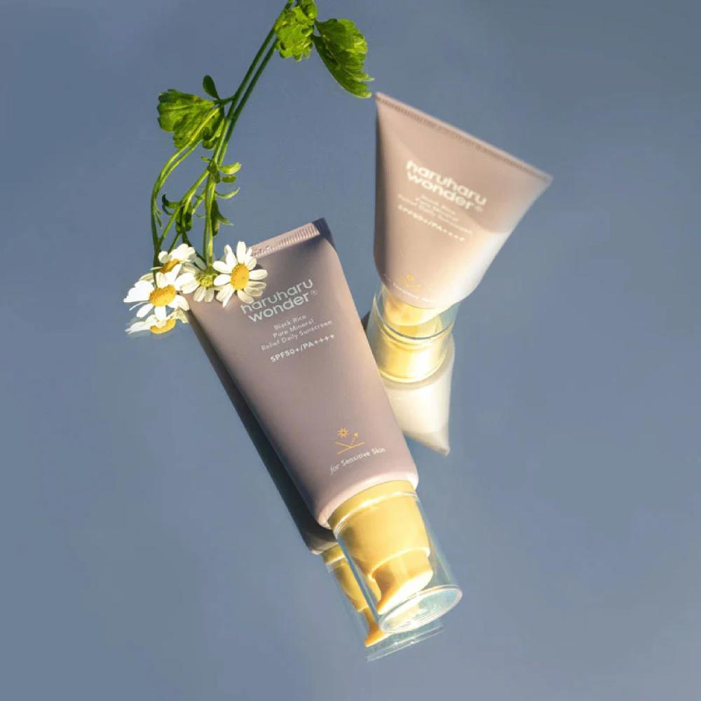 هاروهارو وندر واقي شمس معدني SPF50++ غير معطر بخلاصة الأرز الأسود للبشرة الحساسة 50مل